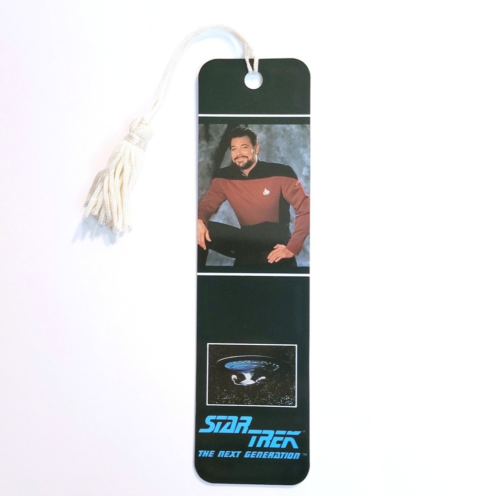 Vintage 90s Star Trek William Riker Bookmark -Jonathan Frakes - 1991 Antioch USA - Picture 2 of 10